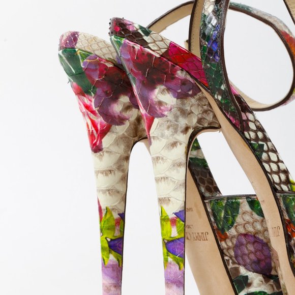 Jimmy Choo Floral Python Platform Sandals - Picture 9 of 10
